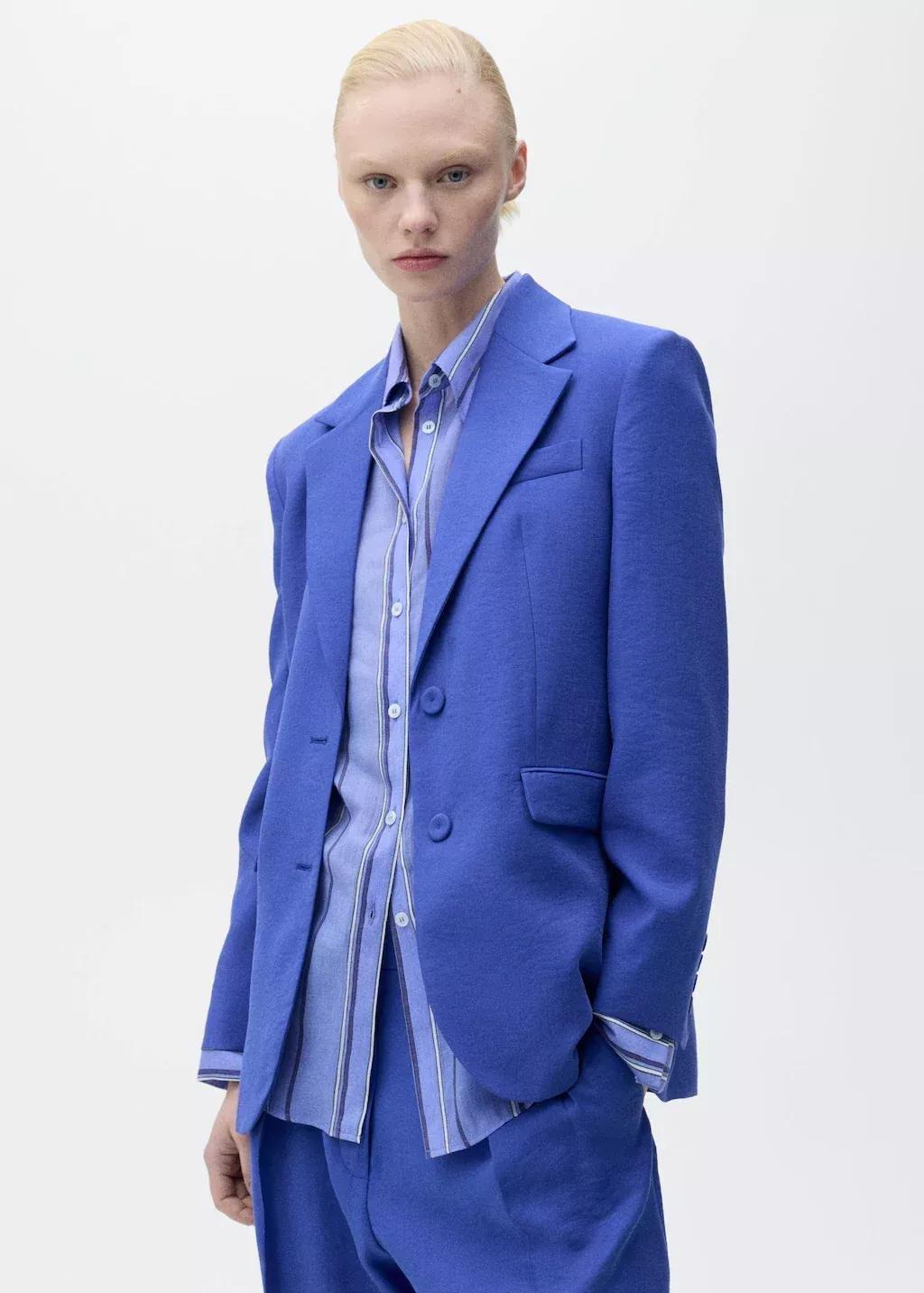 MEDIUM BLUE Structured suit jacket, , large image number 0