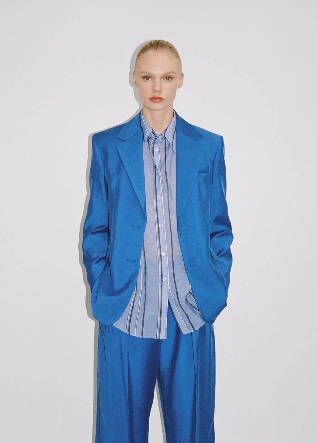 MEDIUM BLUE Structured suit jacket, , large image number 5