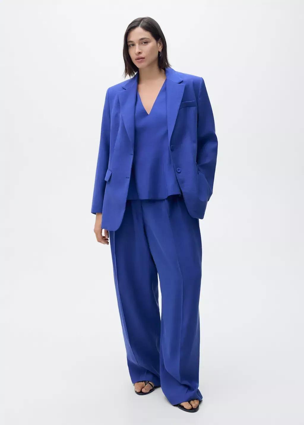 MEDIUM BLUE Structured suit jacket, , large image number 6