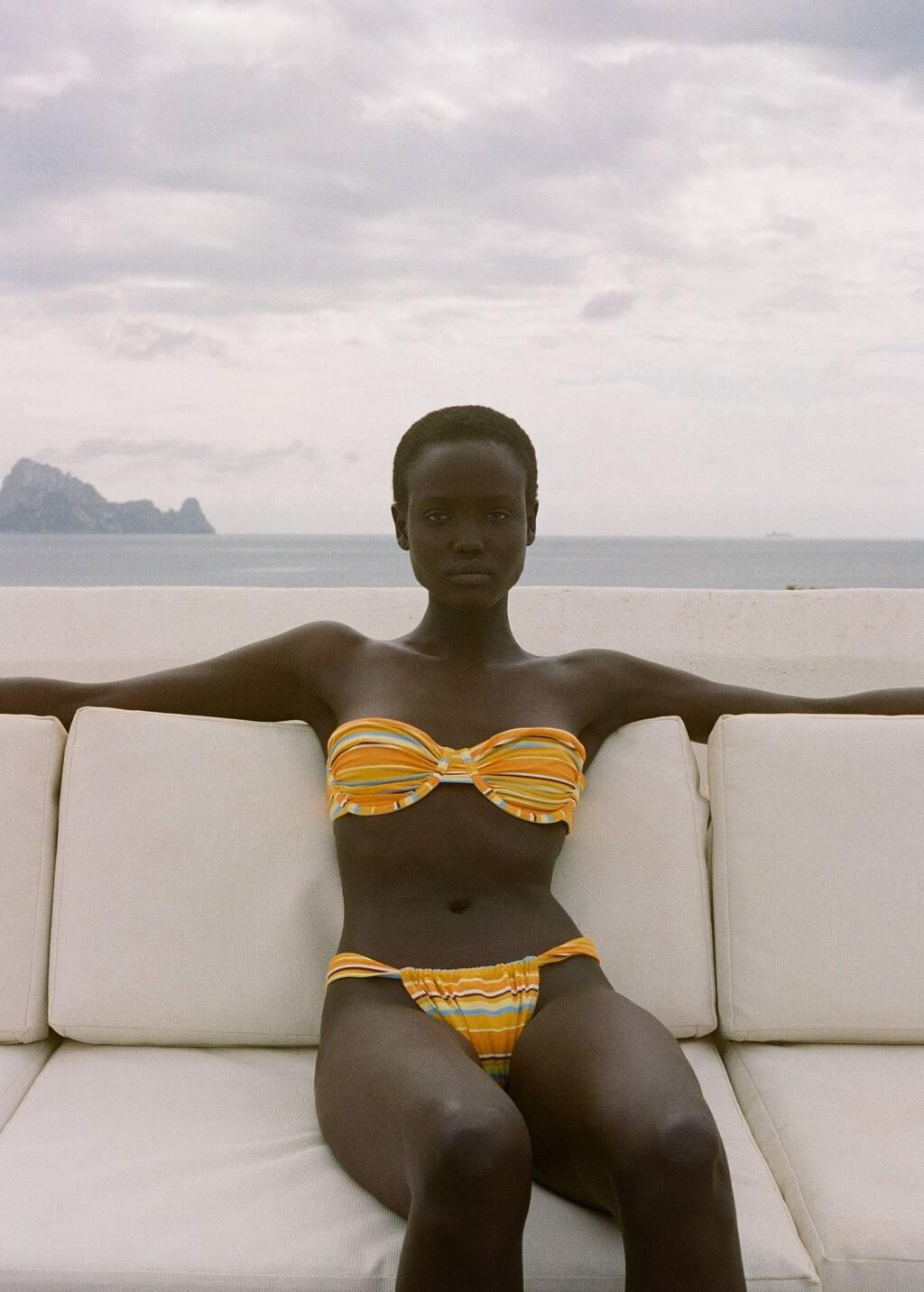 YELLOW Striped bikini bottom, , large image number 2