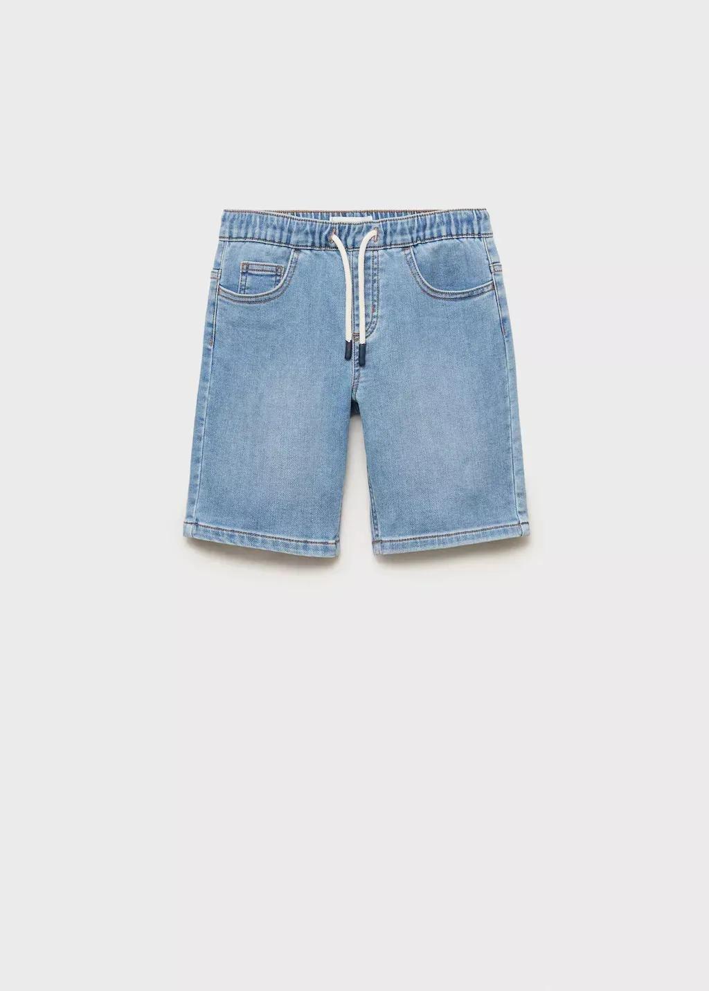 Blue Denim Bermuda Shorts With Drawstring, Kids Boy, , large image number 0