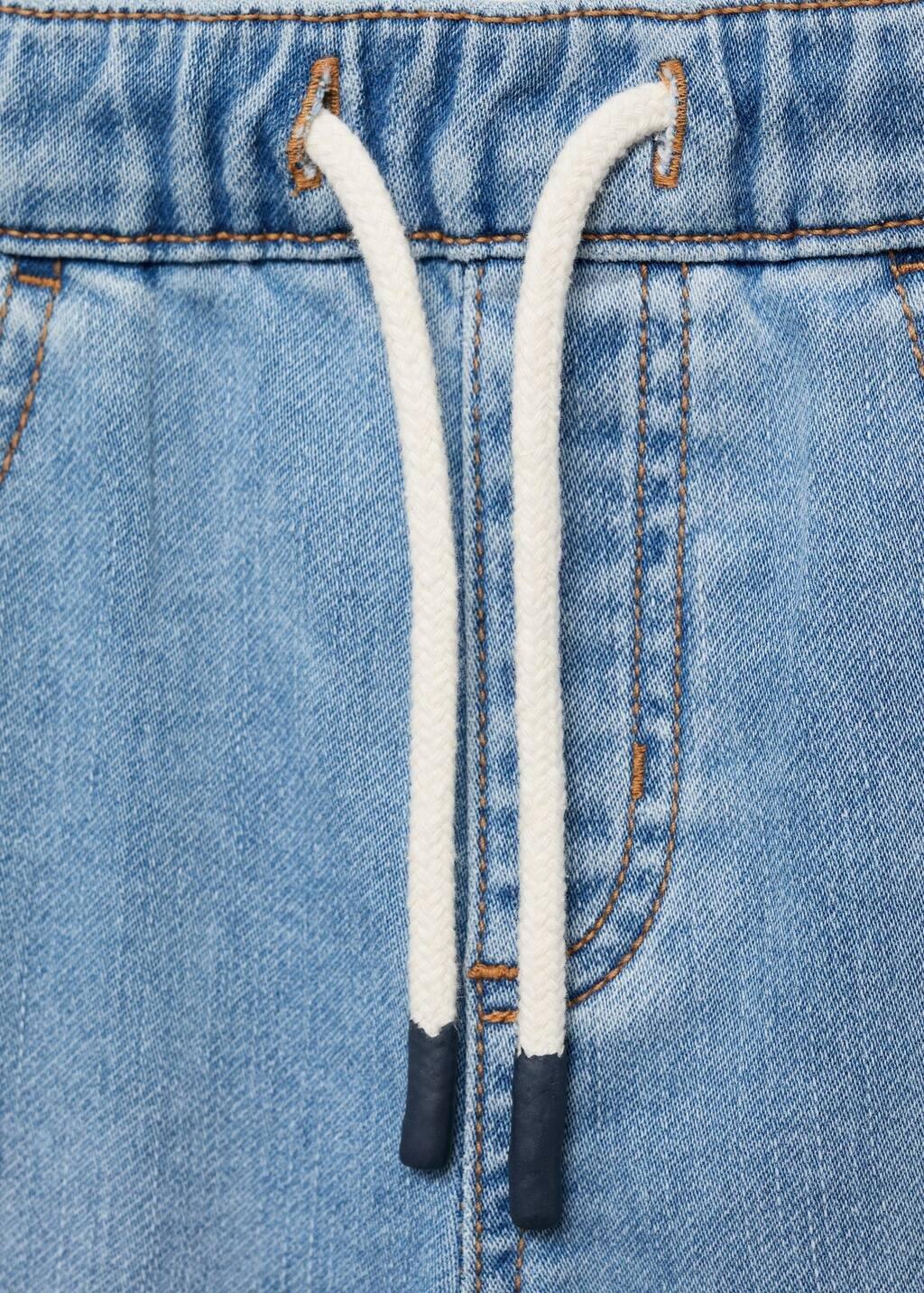 Blue Denim Bermuda Shorts With Drawstring, Kids Boy, , large image number 2