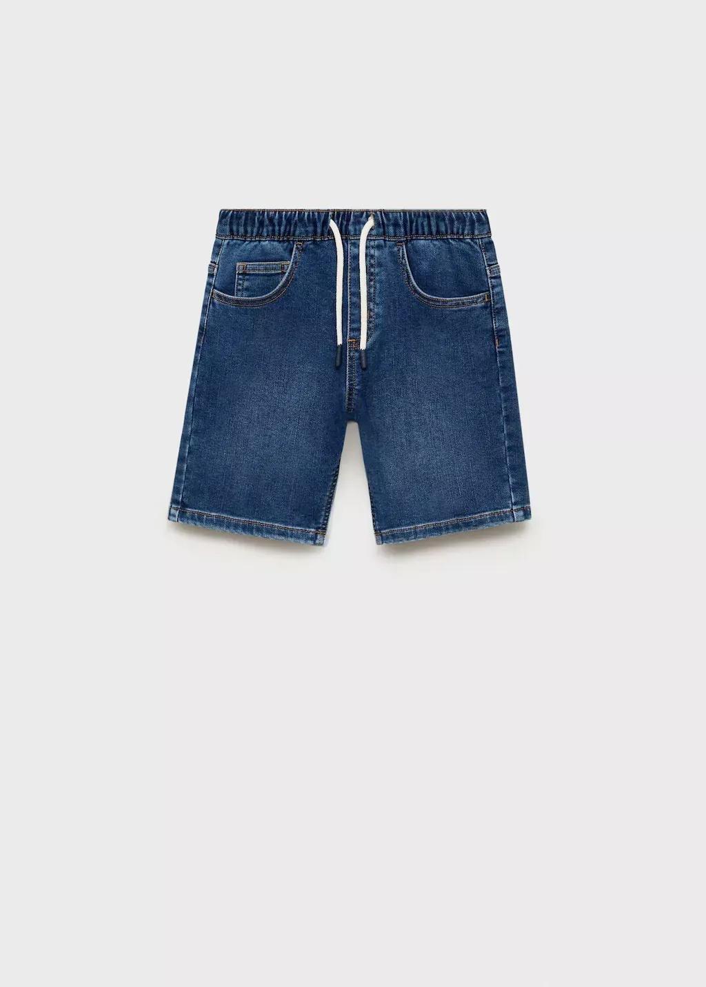 Blue Denim Bermuda Shorts With Drawstring, Kids Boy, , large image number 0