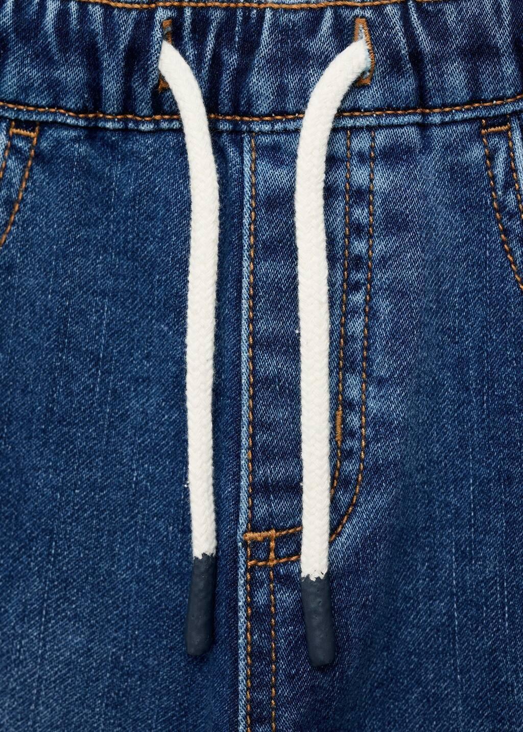 Blue Denim Bermuda Shorts With Drawstring, Kids Boy, , large image number 2