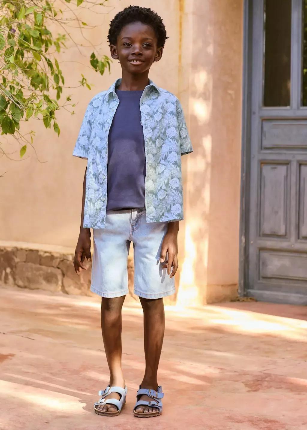 Green Tropical Print Shirt, Kids Boy, , large image number 3