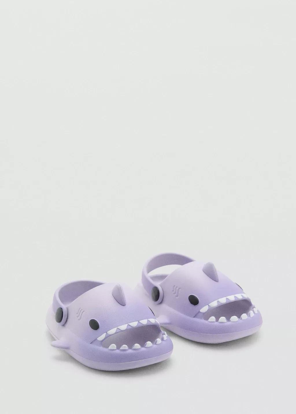 LT-PASTEL PURPLE Shark-design flip-flops, Baby Girl, , large image number 0