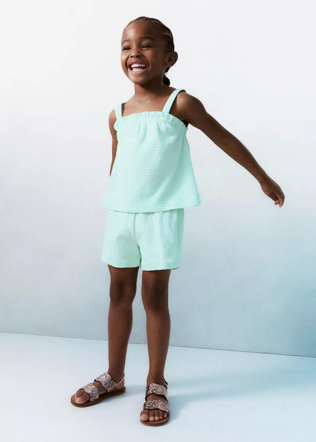 Turquoise Ruffled Shorts, Baby Girl, , large image number 3