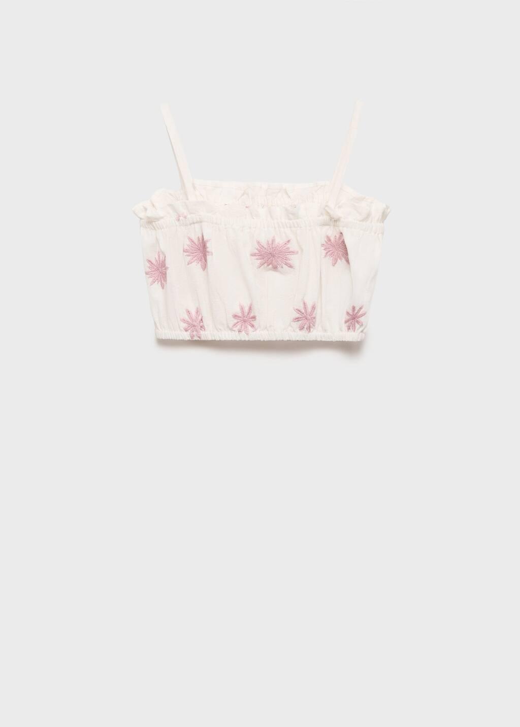 Beige Embroidered Crop Top, Kids Girl, , large image number 1
