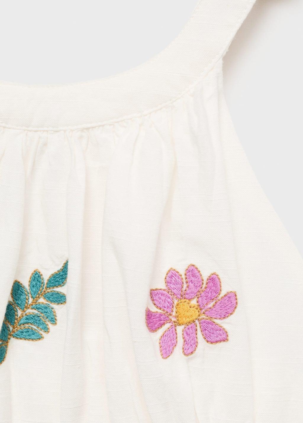 Beige Floral Embroidery Dress, Kids Girl, , large image number 2