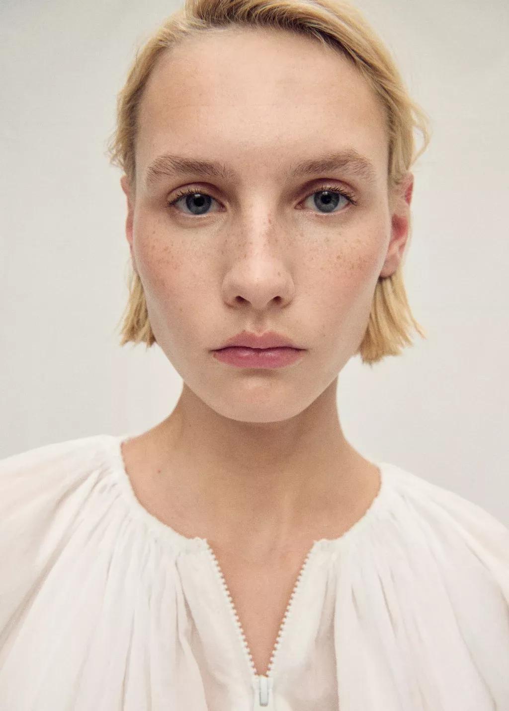 White Gathered Semi-Transparent Jacket, , large image number 2
