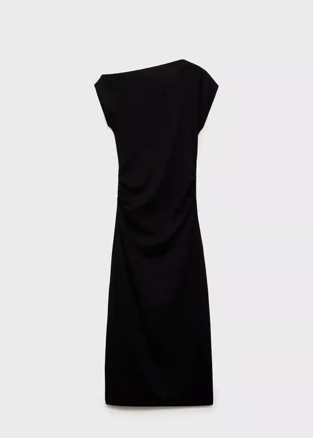 Black Draped Midi-Dress, , large image number 3