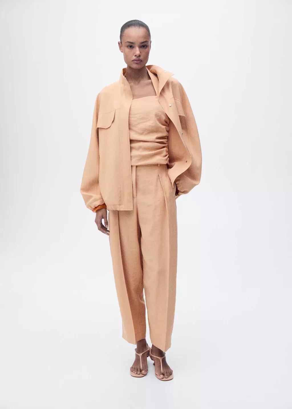 LT-PASTEL PINK Lyocell top with gathered detail, , large image number 1