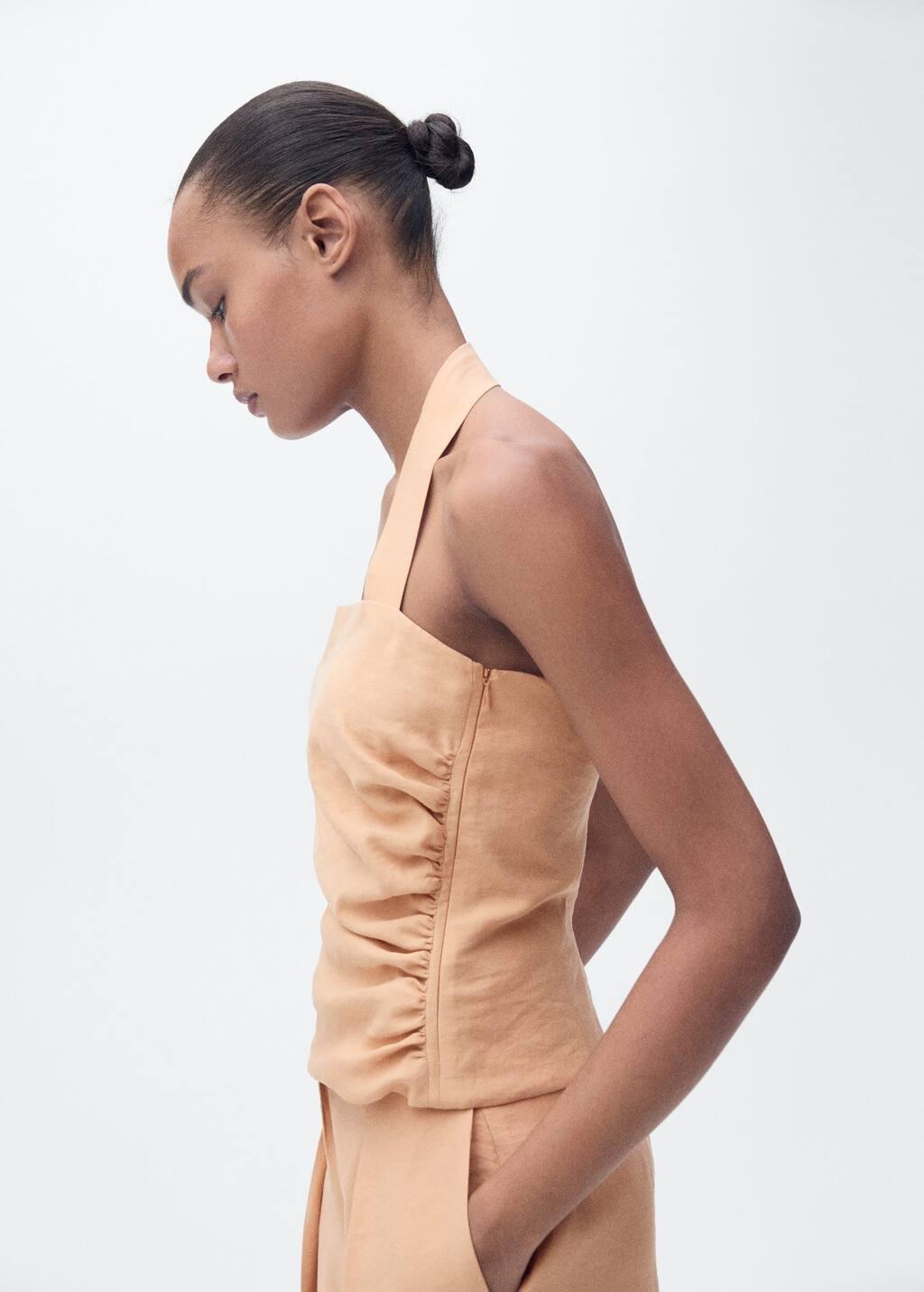 LT-PASTEL PINK Lyocell top with gathered detail, , large image number 2