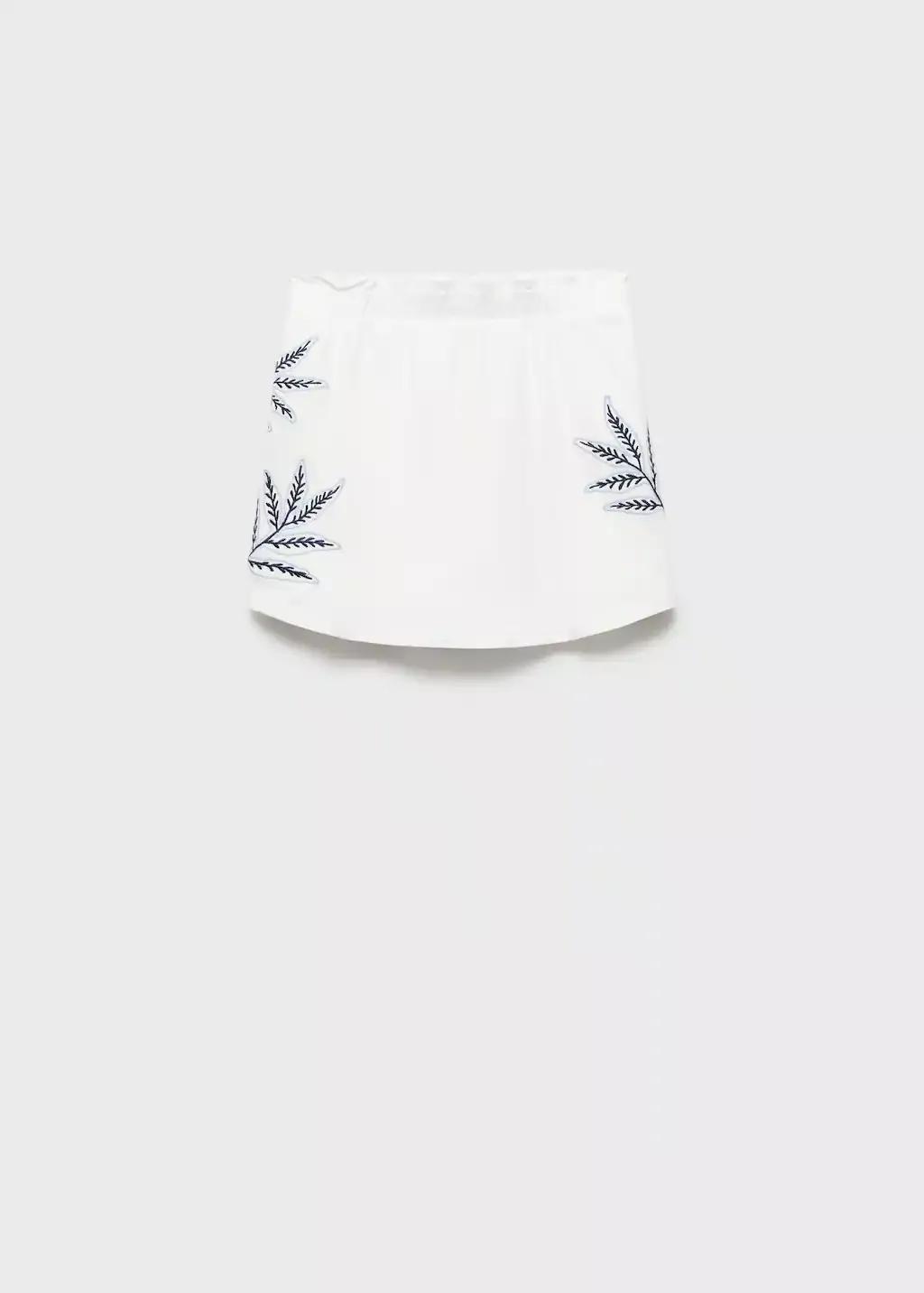 White Trouser Skirt With Embroidered Detail, Kids Girl, , large image number 3