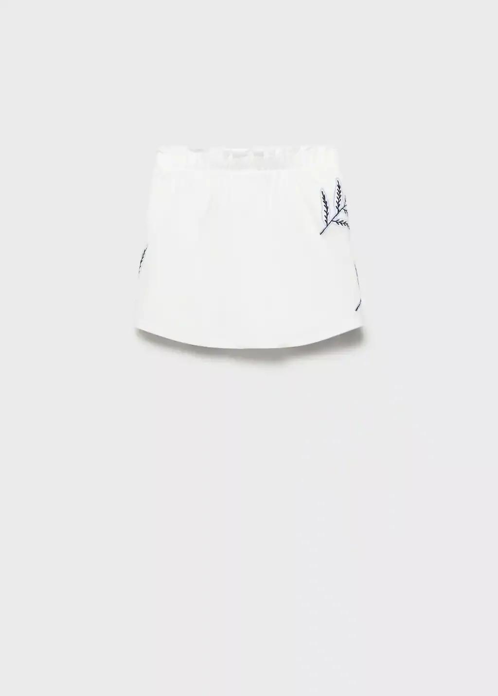 White Trouser Skirt With Embroidered Detail, Kids Girl, , large image number 4