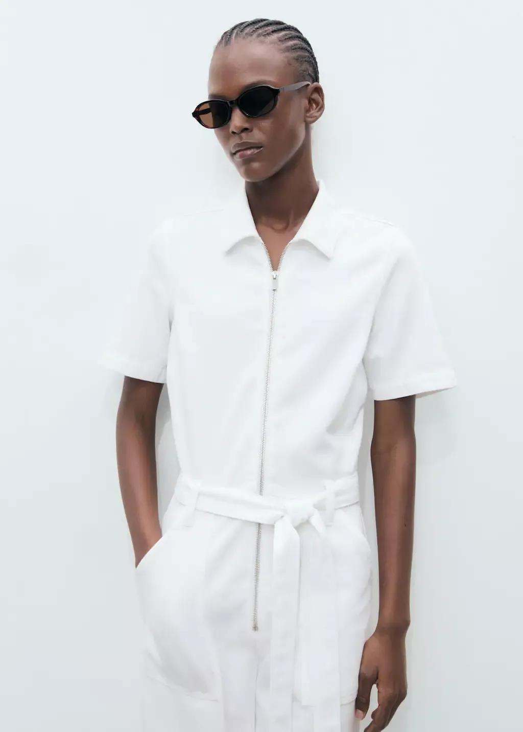 White Denim Jumpsuit Belt, , large image number 0