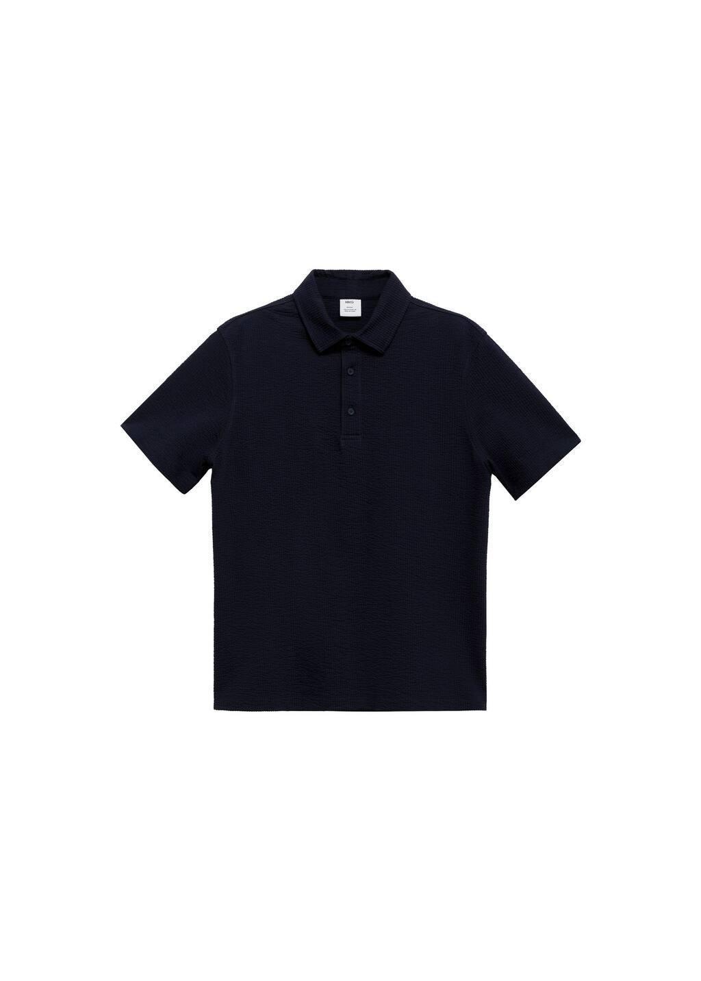 NAVY Seersucker cotton polo shirt, , large image number 2