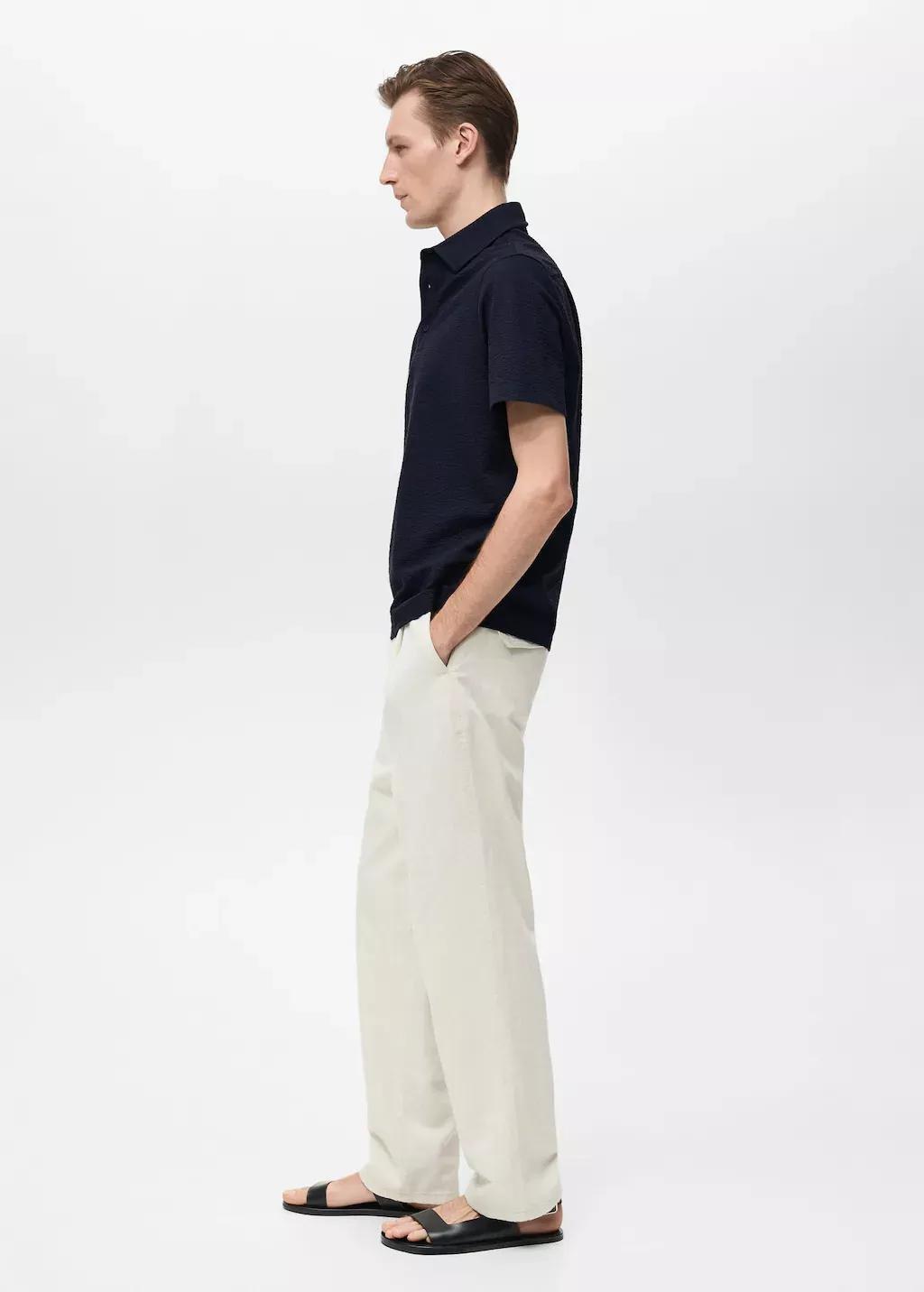NAVY Seersucker cotton polo shirt, , large image number 3