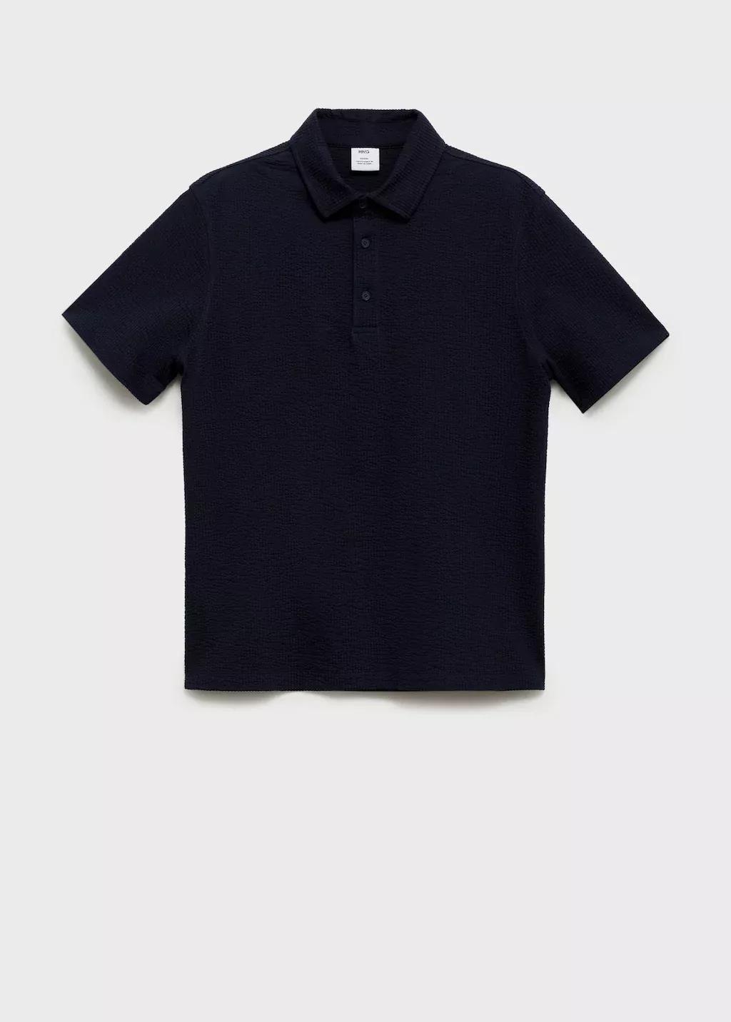 NAVY Seersucker cotton polo shirt, , large image number 4