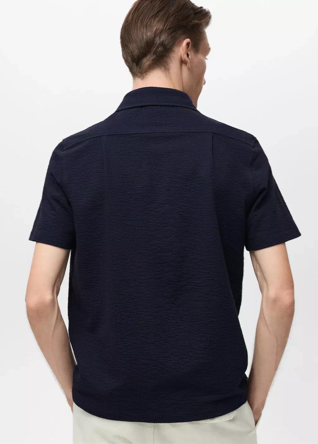 NAVY Seersucker cotton polo shirt, , large image number 6