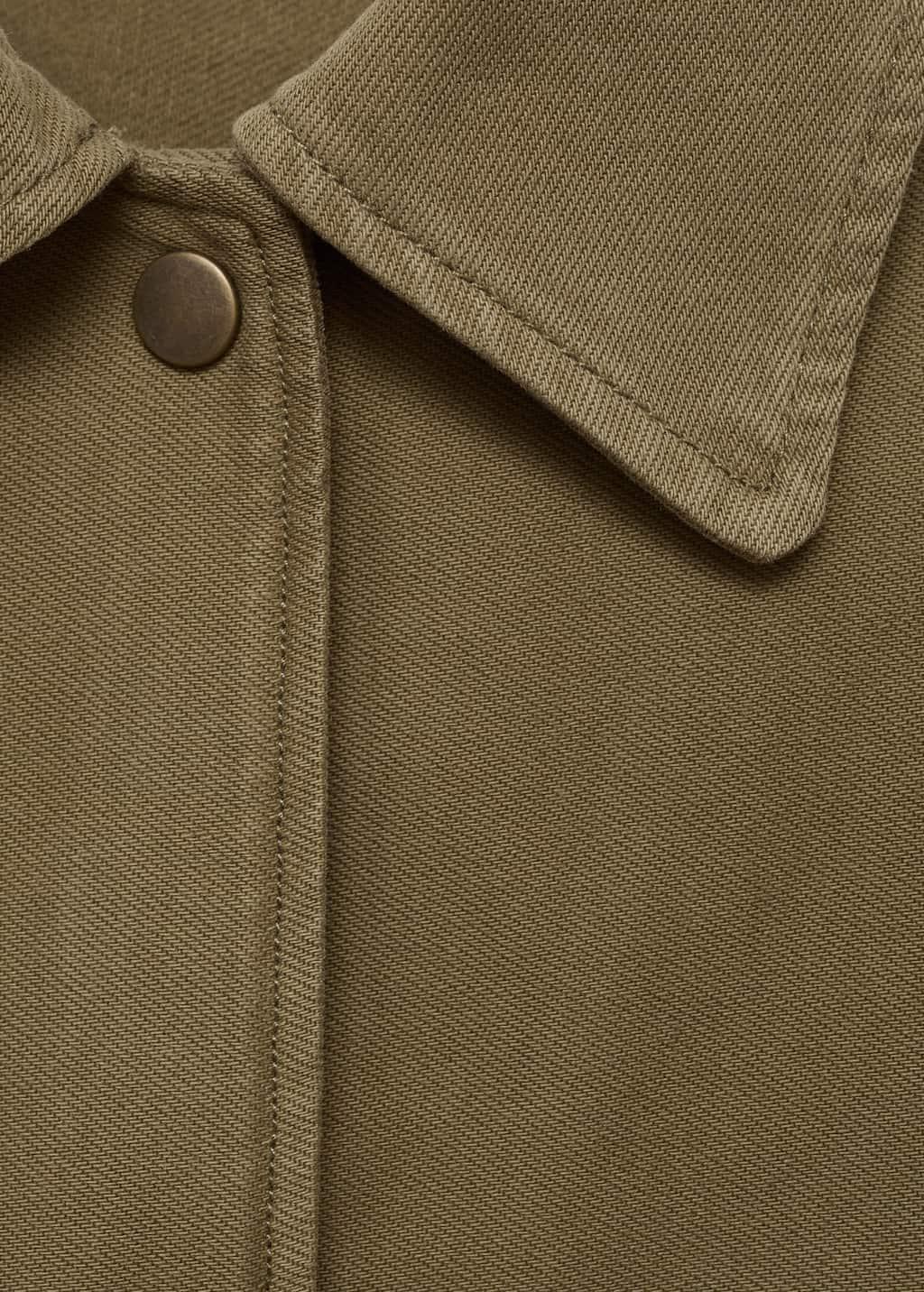 Khaki Cotton Overshirt With Openwork Details, , large image number 4
