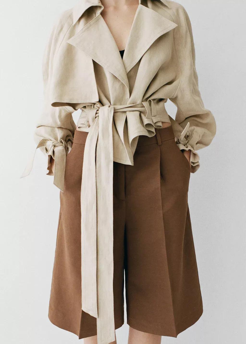 Brown Linen-Blend Suit Bermuda Shorts, , large image number 7