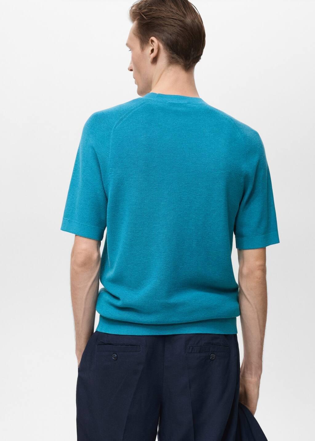 TURQUOISE - AQUA Fine-knit T-shirt, , large image number 6