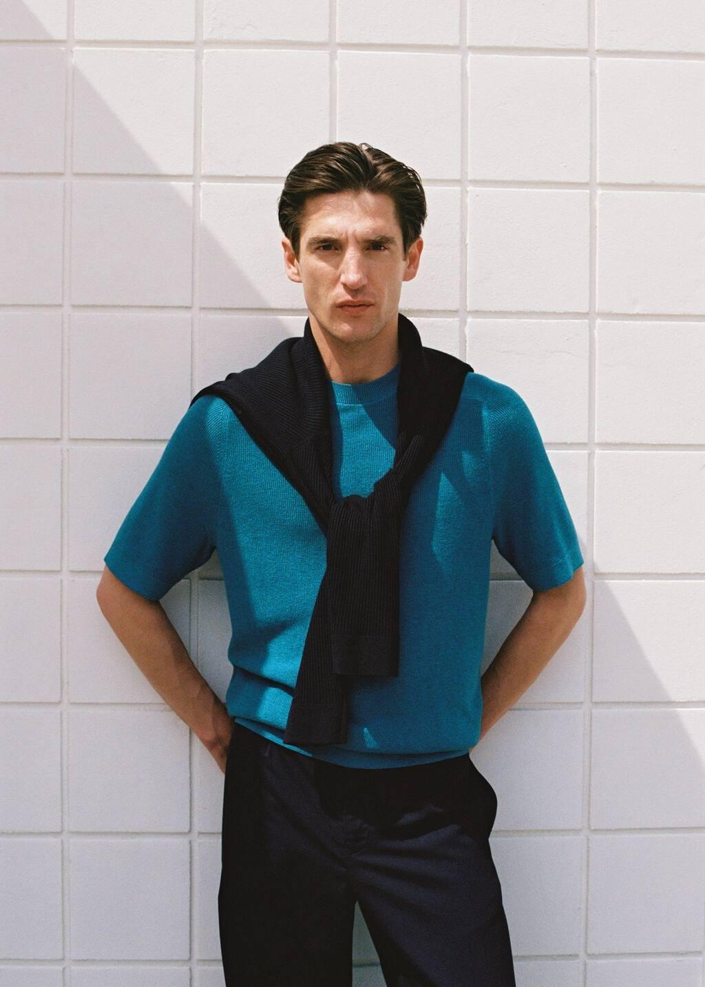 TURQUOISE - AQUA Fine-knit T-shirt, , large image number 7