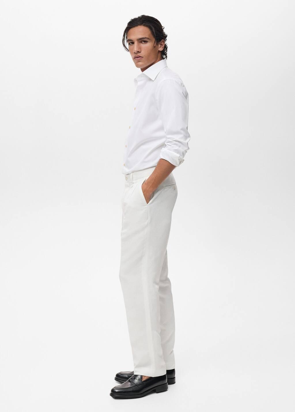 White 100% Cotton Slim Fit Shirt, , large image number 2