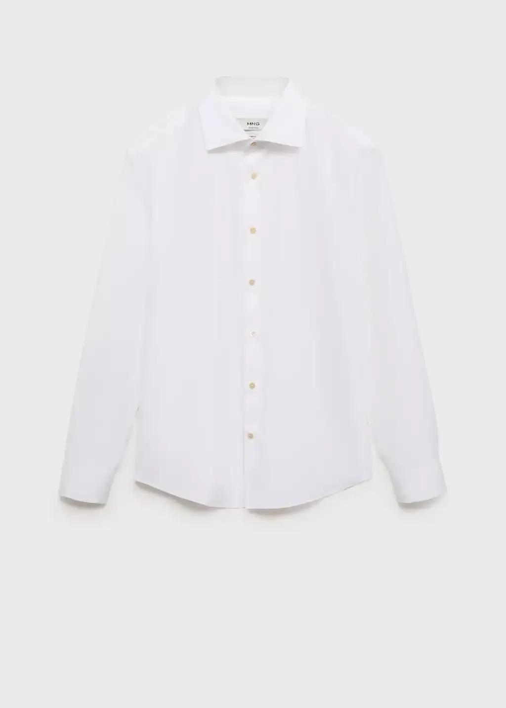 White 100% Cotton Slim Fit Shirt, , large image number 3