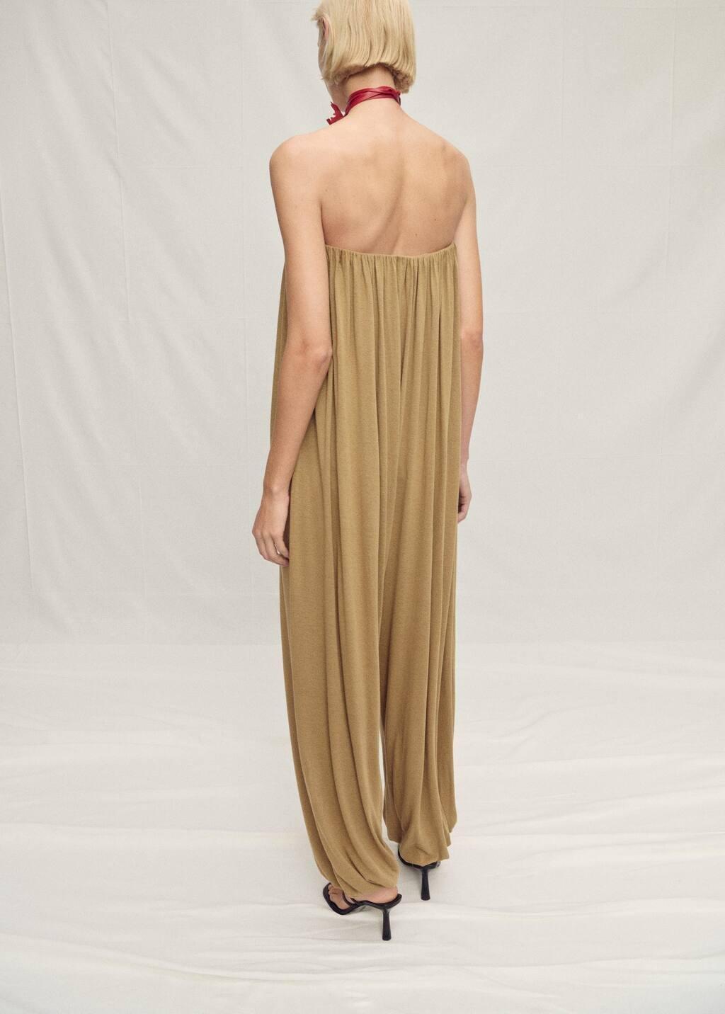 LIGHT BEIGE Strapless jumpsuit with puffed hem, , large image number 6