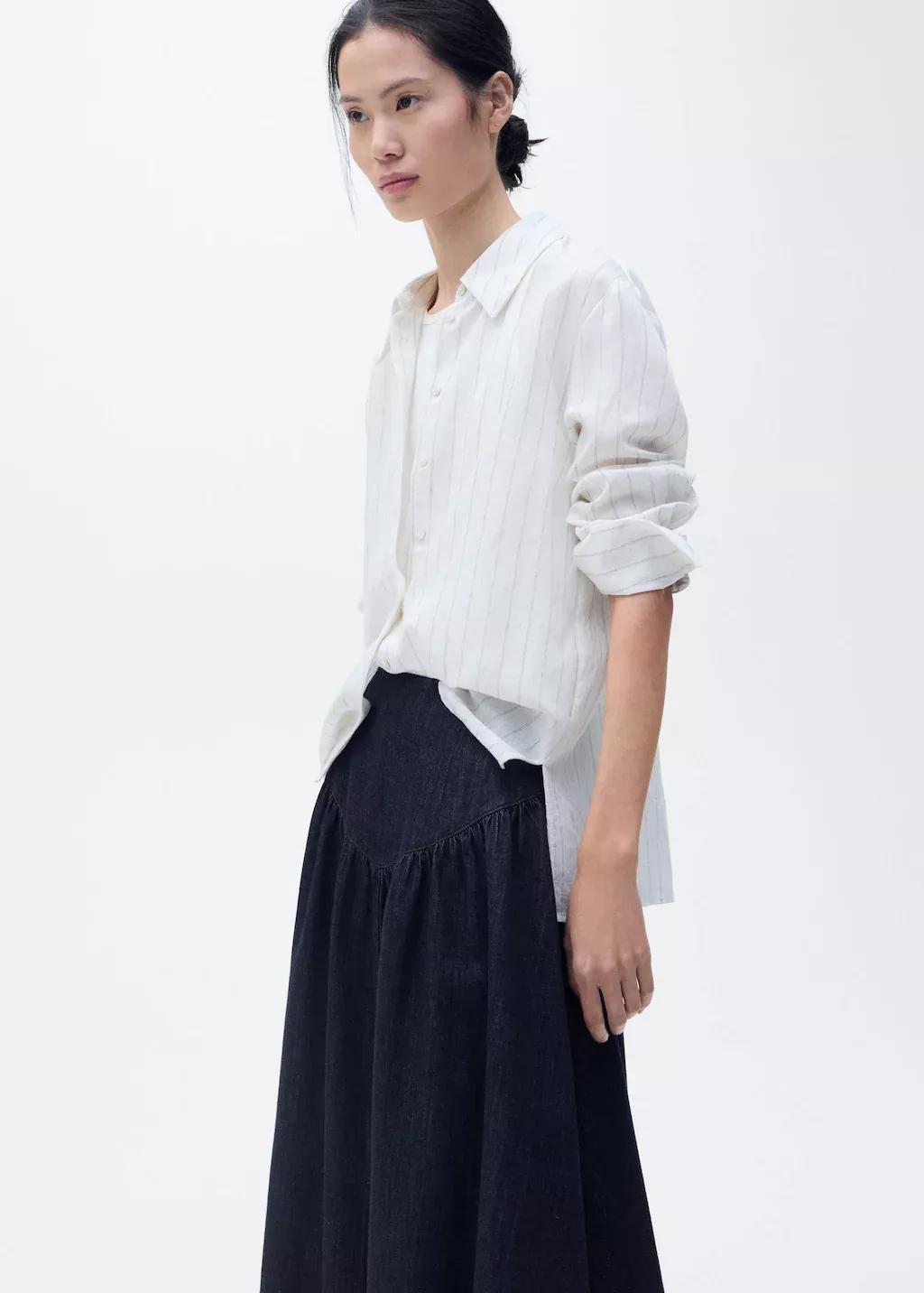OPEN BLUE Flared denim skirt, , large image number 0