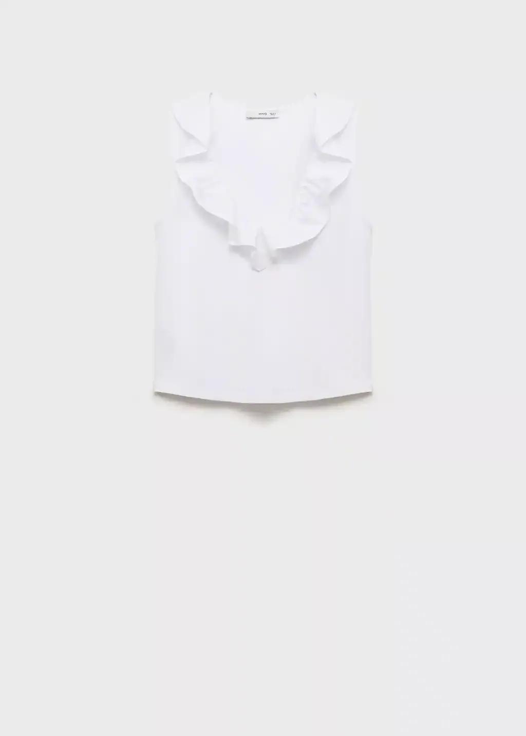 White Cotton Top With Ruffles, , large image number 3