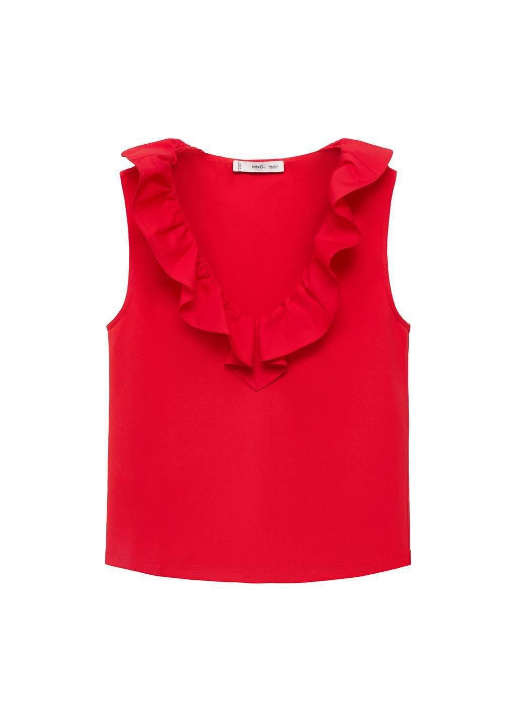 RED Cotton top with ruffles, , large image number 2