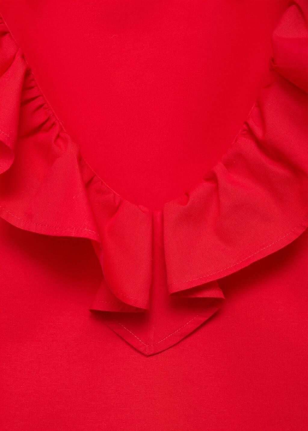 RED Cotton top with ruffles, , large image number 3