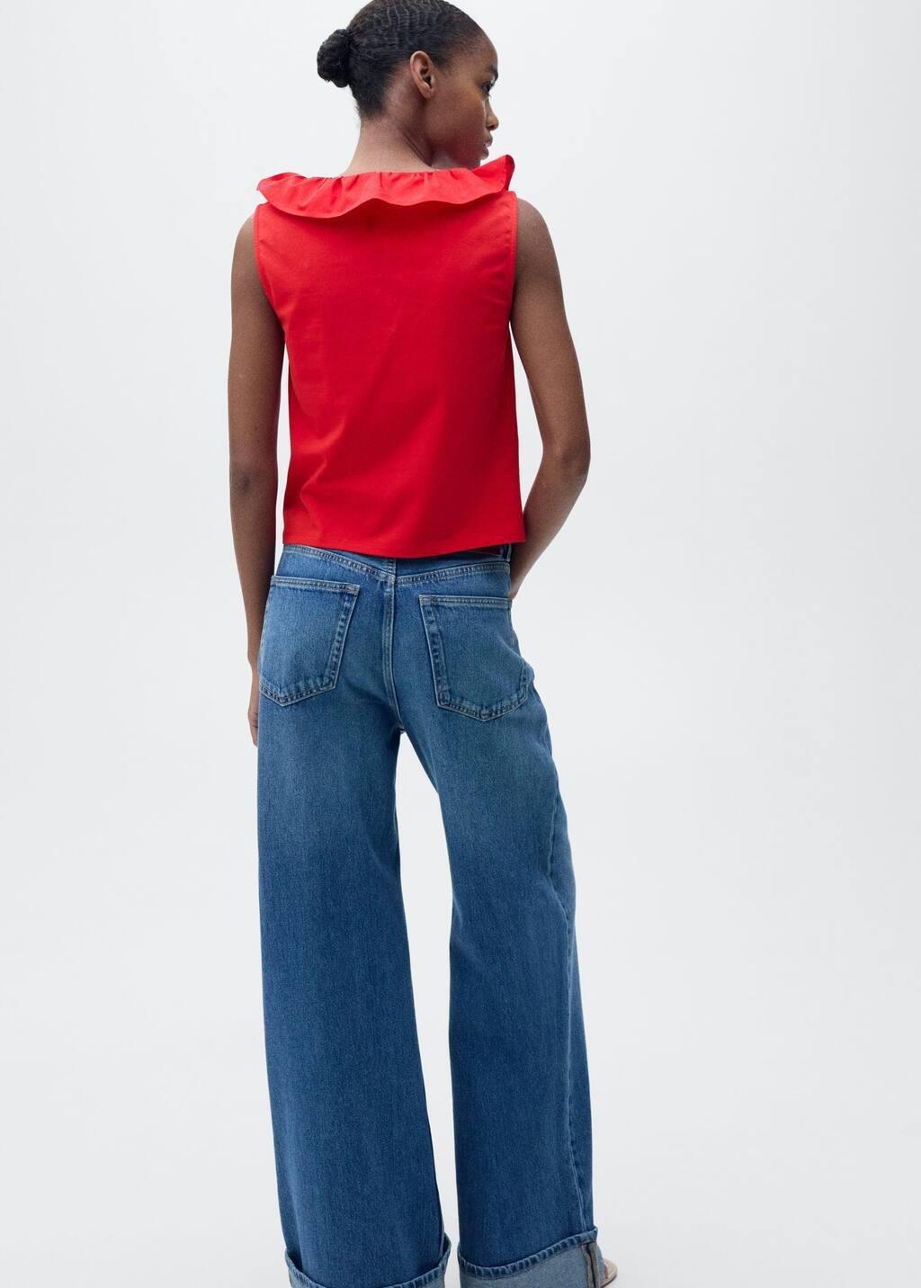 RED Cotton top with ruffles, , large image number 5