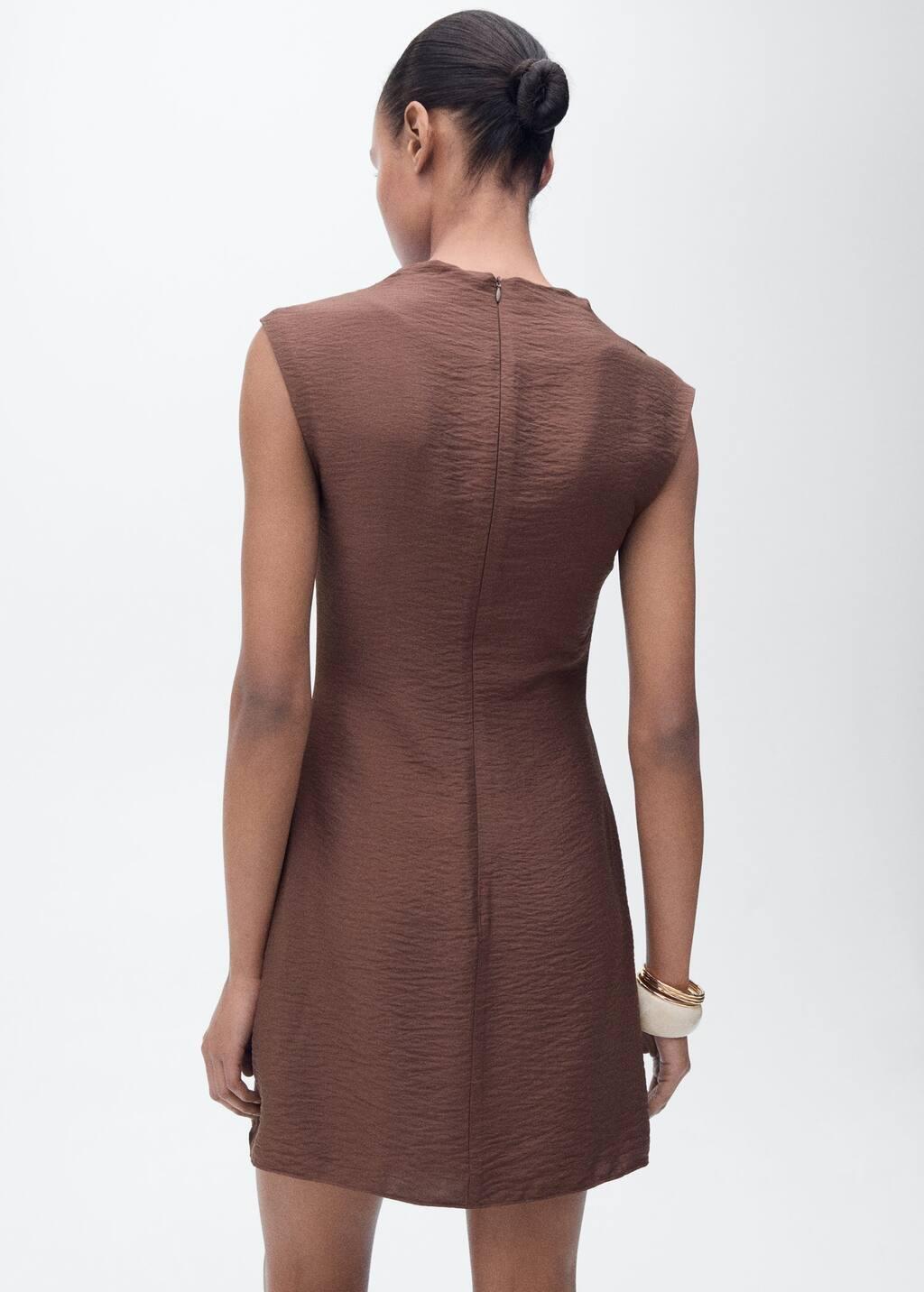 Brown Draped Textured Dress, , large image number 6