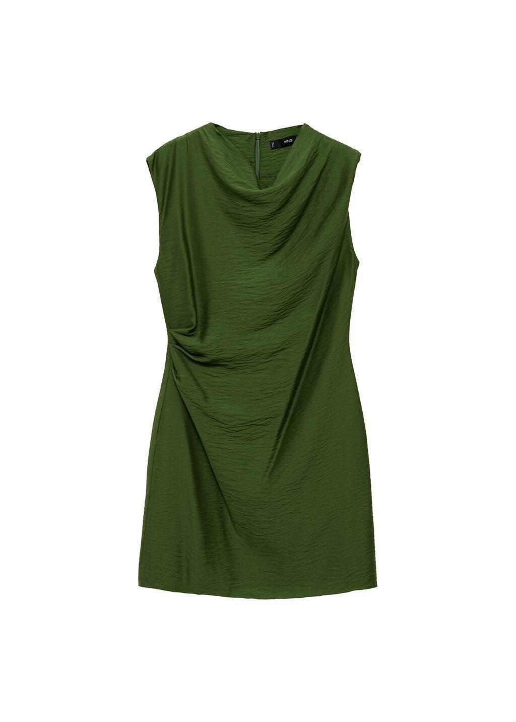 Green Draped Textured Dress, , large image number 3
