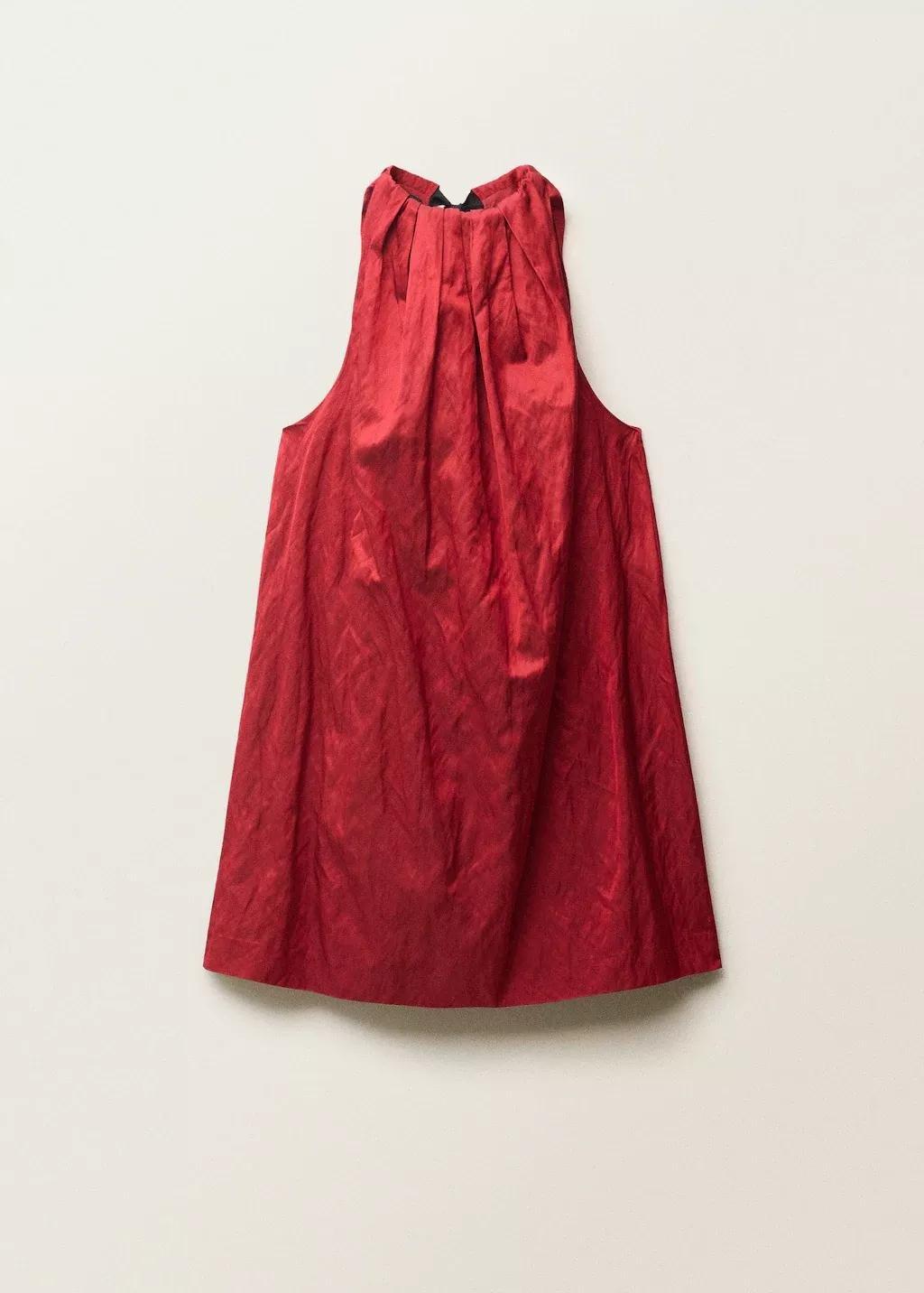 Red Halter Dress With Bow Detail, , large image number 3