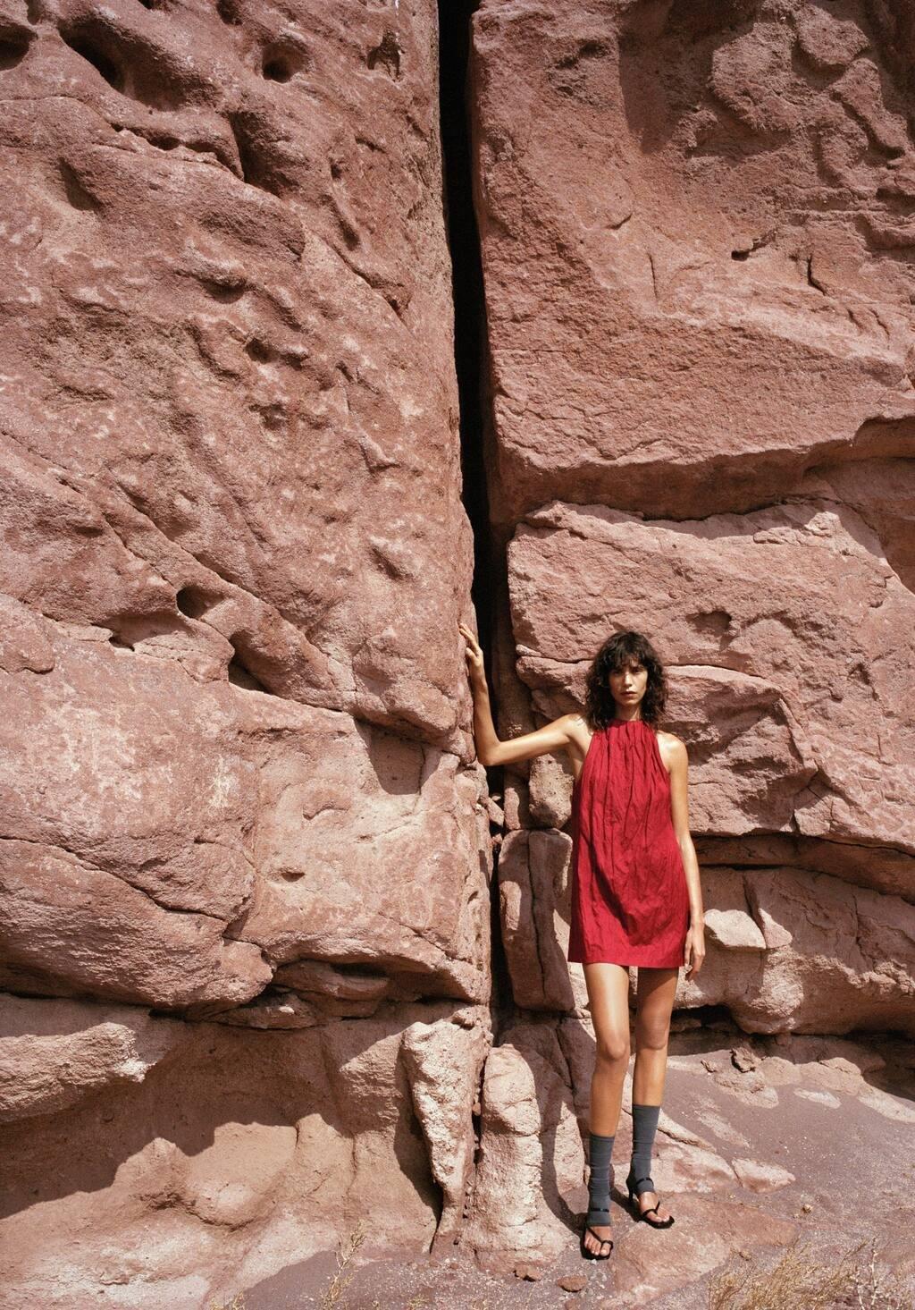 Red Halter Dress With Bow Detail, , large image number 5