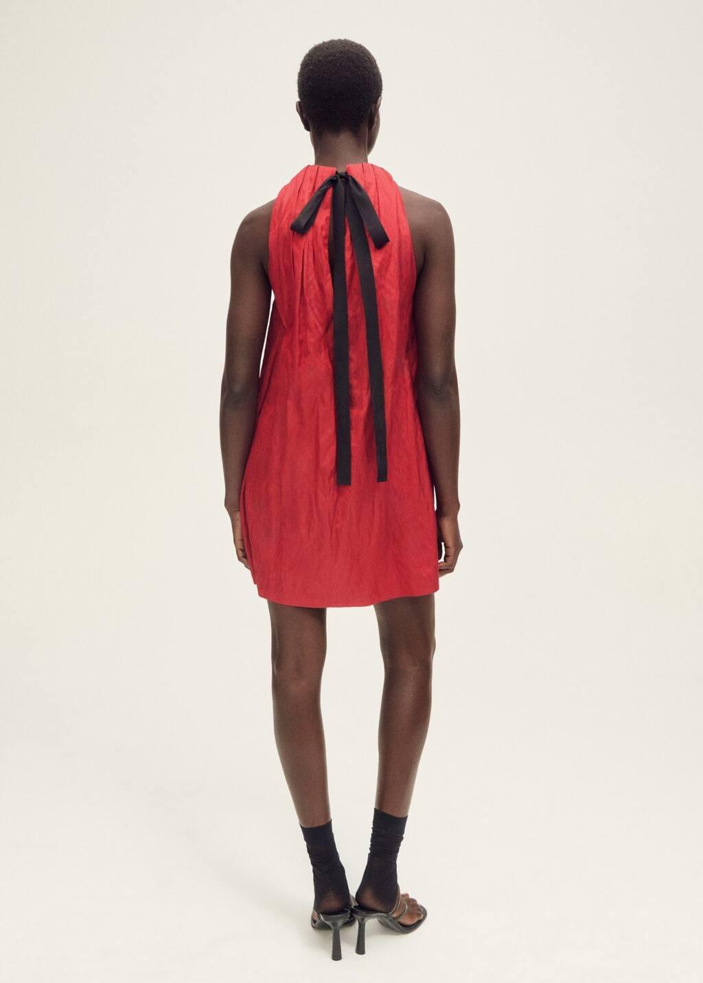 Red Halter Dress With Bow Detail, , large image number 7