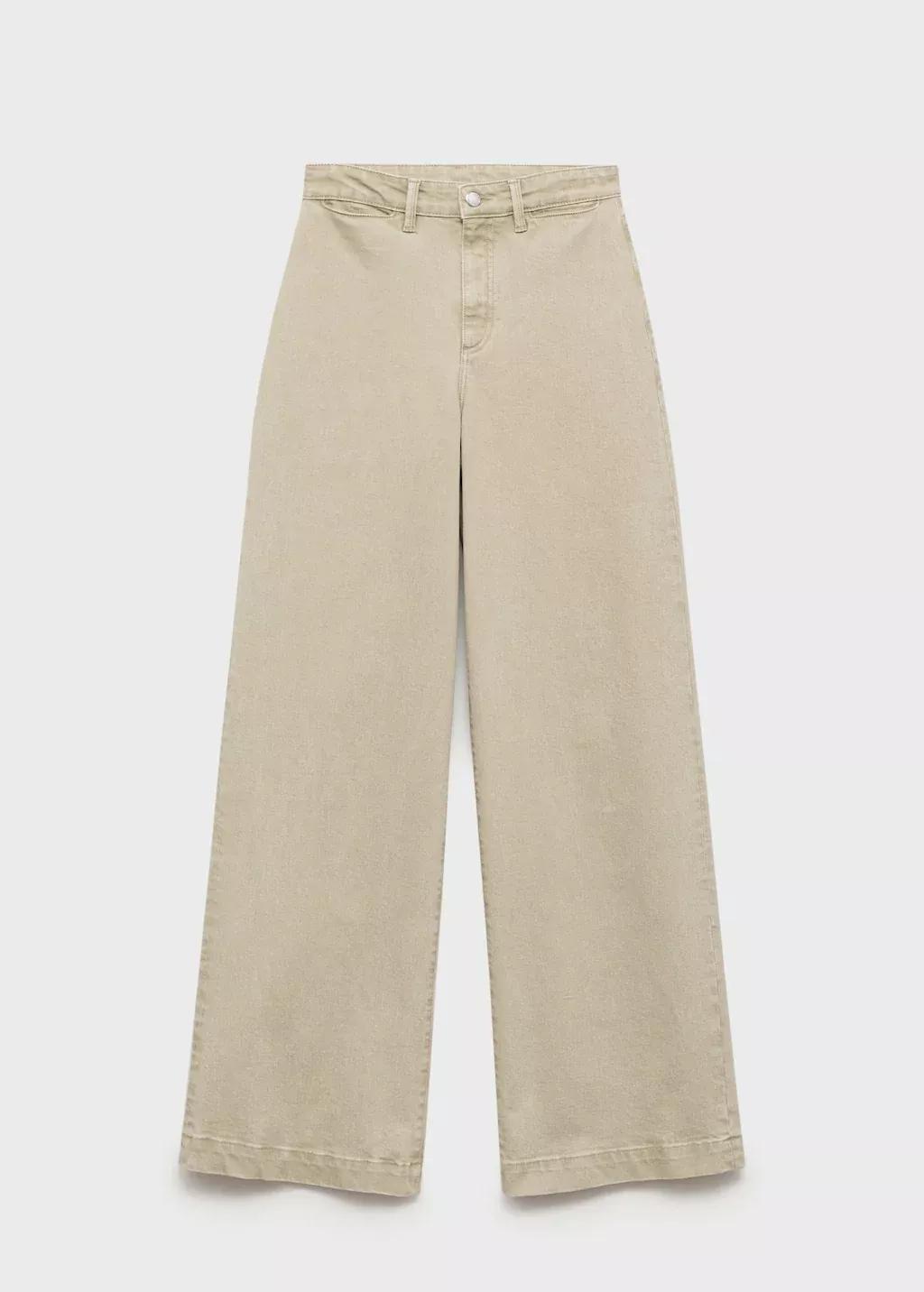 BEIGE - KHAKI Wide-leg high-waist full-length jeans, , large image number 3