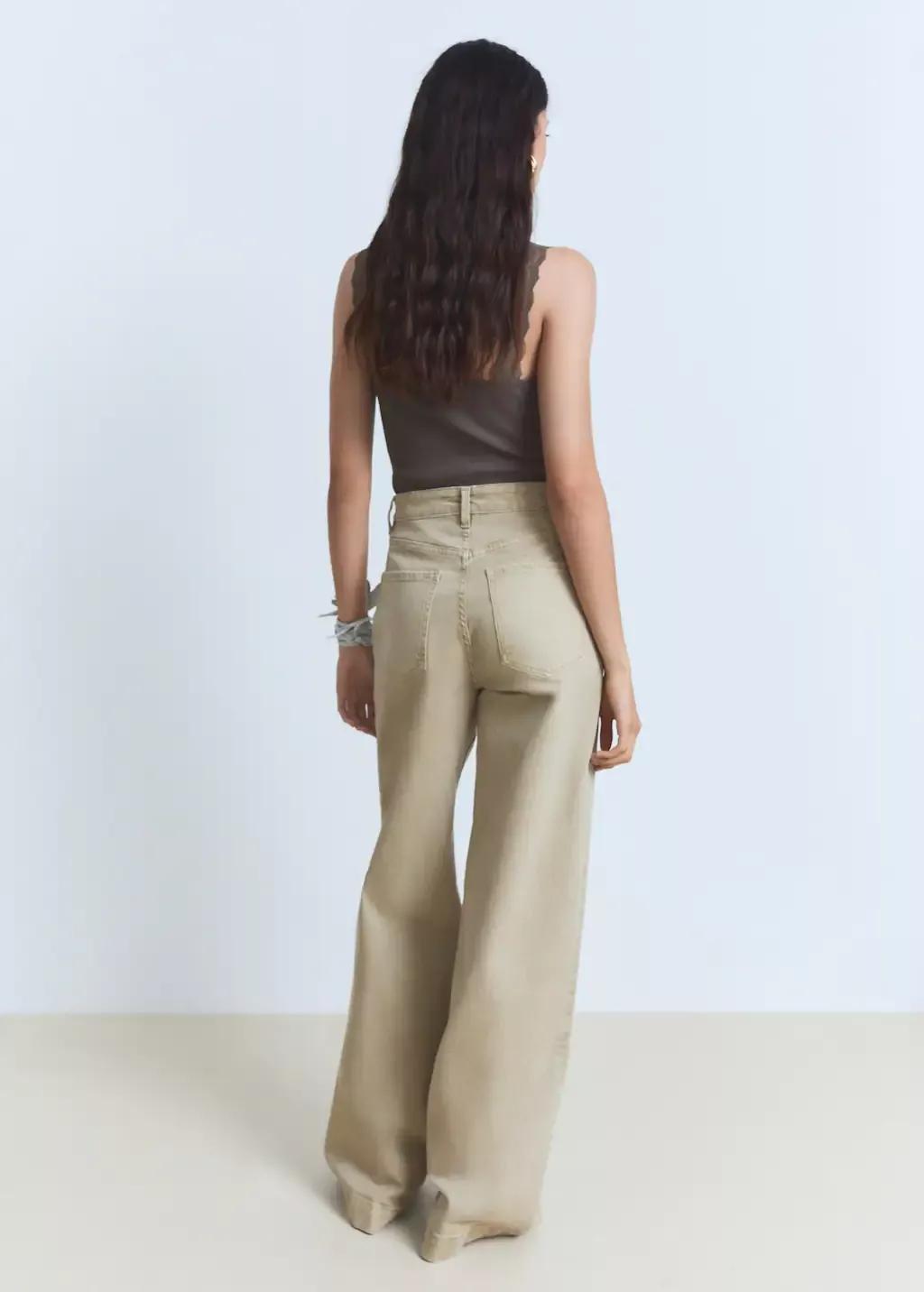 BEIGE - KHAKI Wide-leg high-waist full-length jeans, , large image number 5