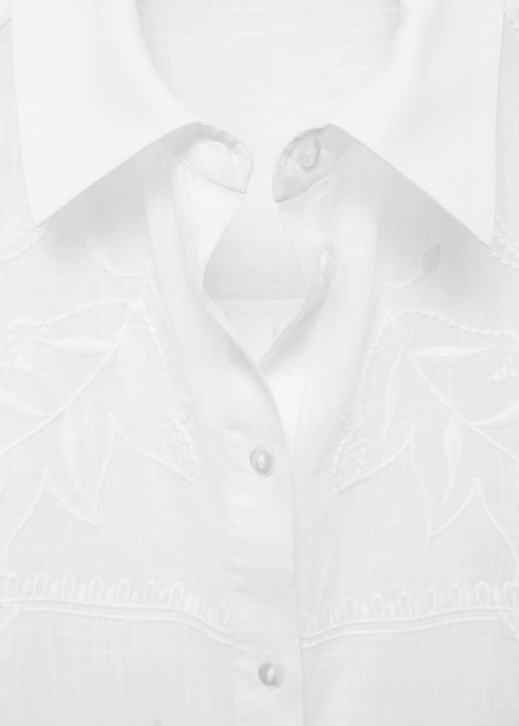 NATURAL WHITE Oversized embroidered shirt, , large image number 2