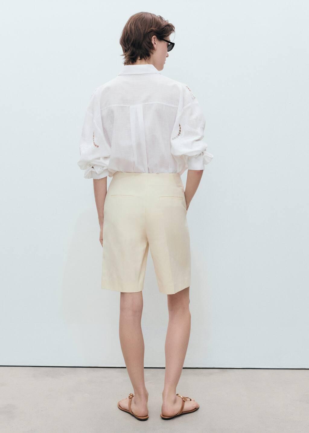 NATURAL WHITE Oversized embroidered shirt, , large image number 5