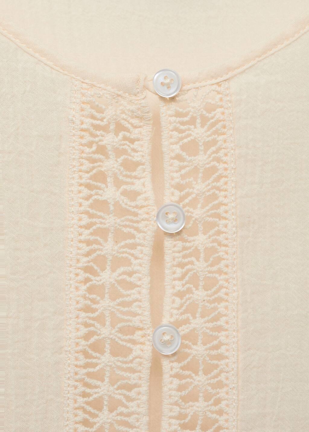 White Embroidered Cotton Blouse With Openwork Details, , large image number 5