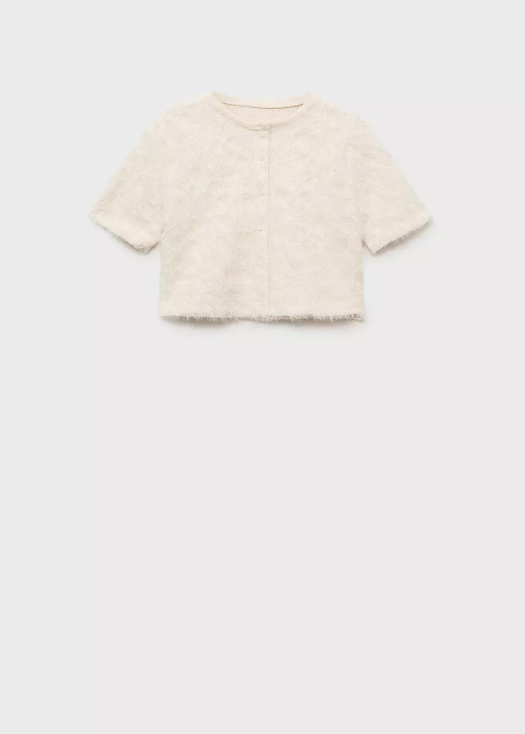 LIGHT BEIGE Knitted cropped cardigan, , large image number 3