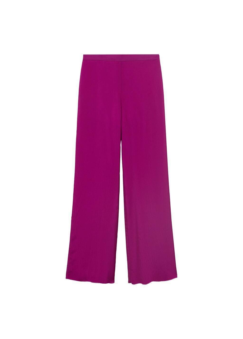 Purple Flowy Straight-Fit Trousers, , large image number 4