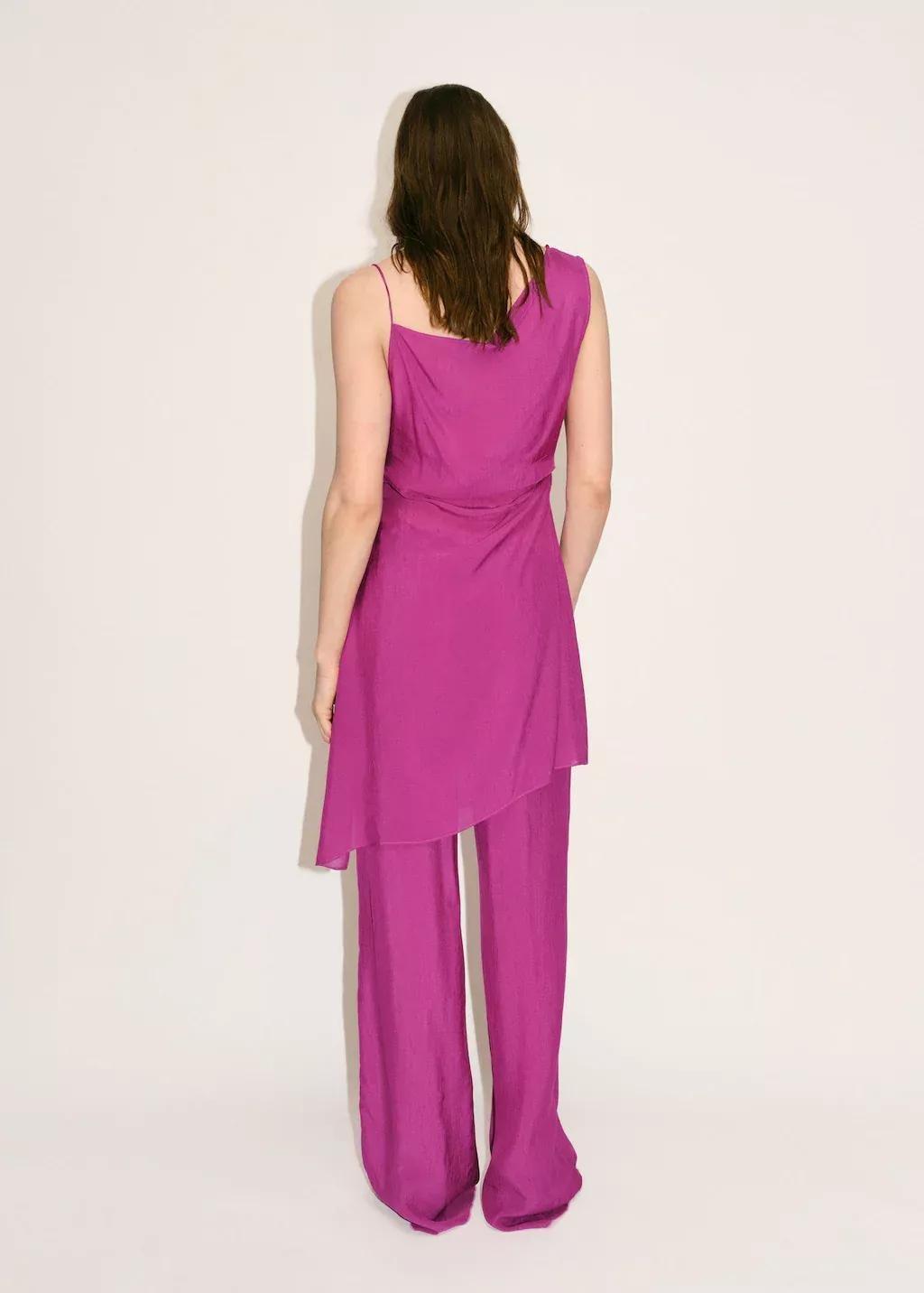 Purple Flowy Straight-Fit Trousers, , large image number 5