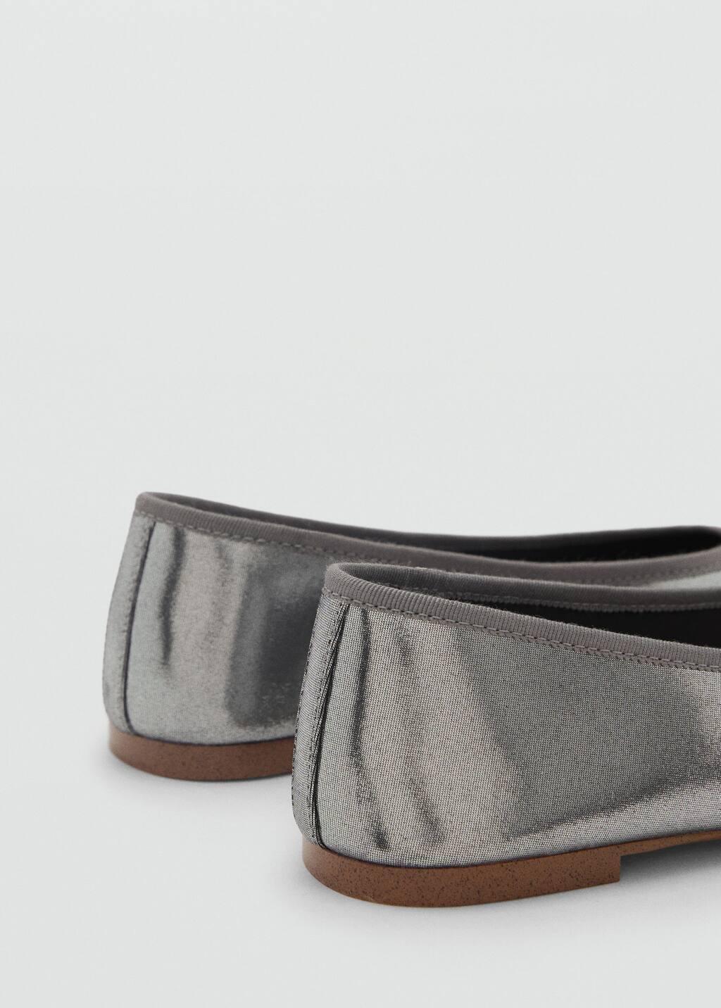 Silver Metallic Ballet Flats, , large image number 1